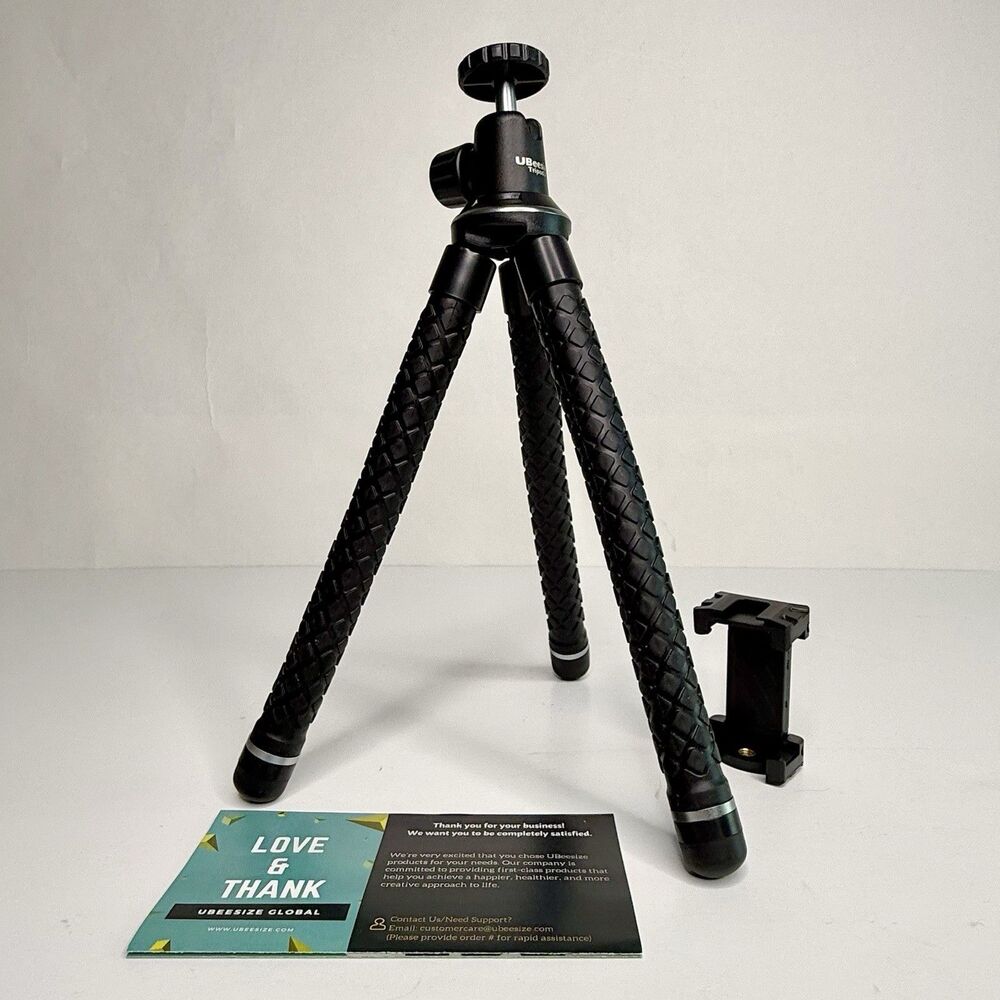 UBeesize 10" Tripod 360 Rotation & 90 Tilt Head Portable Flexible Stand READ